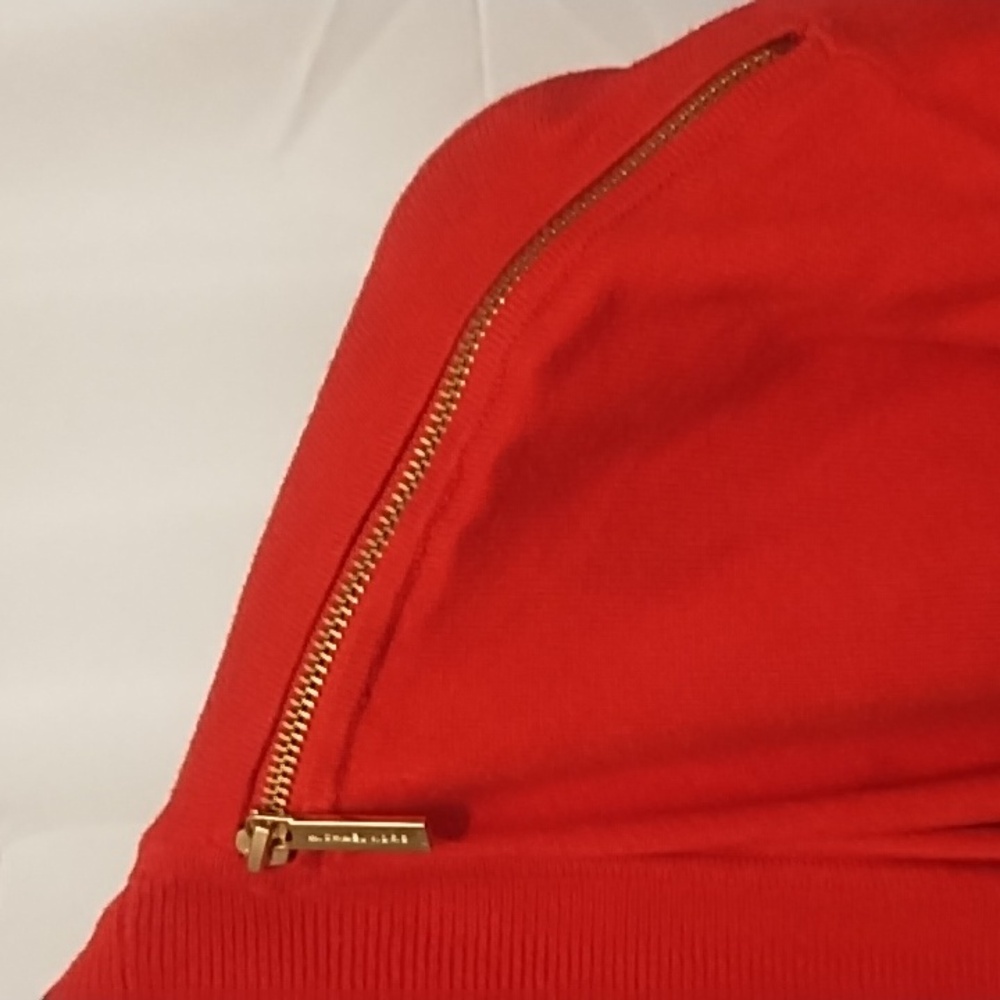 Michael Kors Vibrant Red Cardigan with Gold Accents - Picture 2 of 6